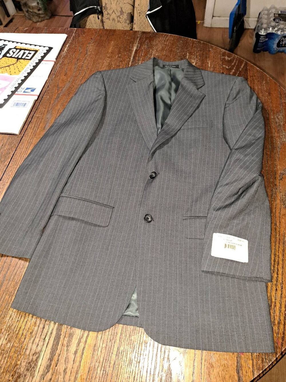 New 36R Grey Pinstripe Single Breast Suit Sports Coat Jacket Blazer NWT